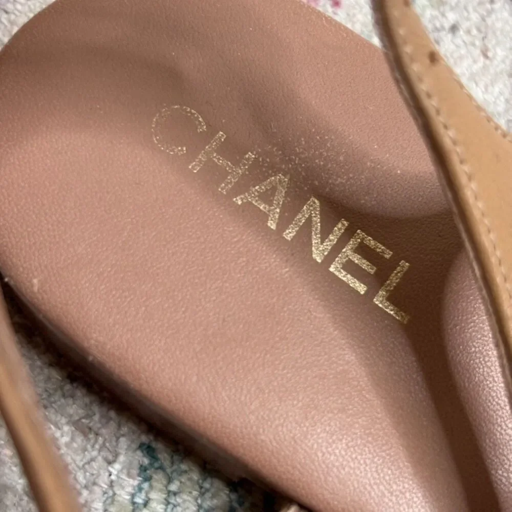 Chanel T Strap CC Chain Sandals